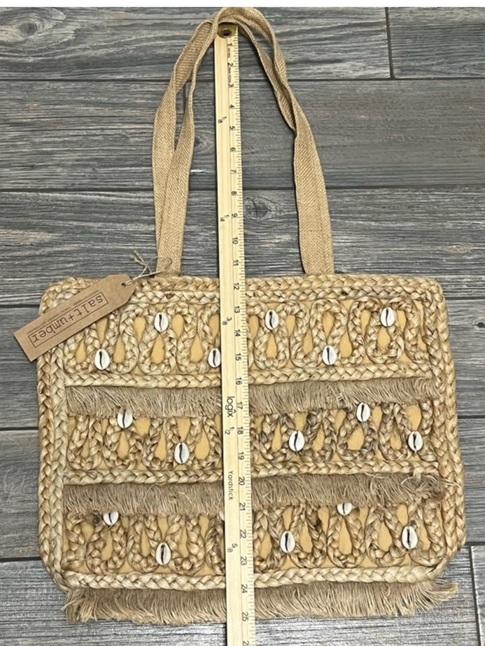 NWT- Salt + Umber Jute Seashell  Woven Tote - Picture 14 of 16
